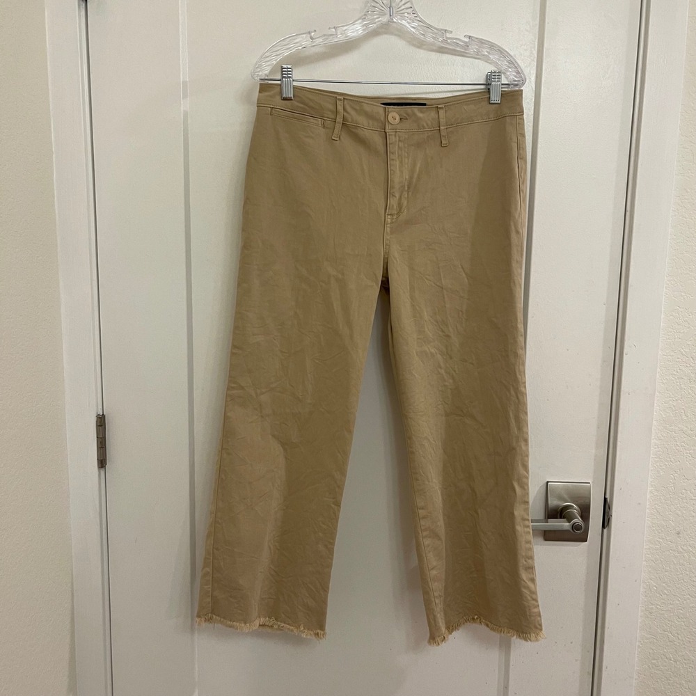 Anthropologie Sanctuary Khaki Fringe Ankle Pants Chic Old‎ Money Preppy